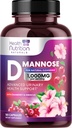 D-Mannose Supplemen 1.350mg - dengan Cranberry, Hibiscus & Dandelion - Fast-Acting, Natural Urinary Tract & Bladder Dukungan Perempuan & Pria - Flush & Cleanse Impuities - Non-GMO, Vegan - 180 Capsules