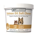 Vet Classics Salmon Oil Pet Supplement for Healthy Skin, Glossy Coat Suplement, Cat Skin Suplemen - termasuk Omega- 3, 6, 9, Sumber DHA, EPA - Soft Chews 90 Ct.