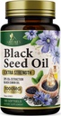 Softgeels Minyak Benih Hitam 1000mg - Premium Nigella Sativa Blackseed, Pure Natural Black Cumin Benih Minyak & Antioksidant untuk Dukungan Skin & Imune - Non GMO, Botol di AS Tambahan - 180 Softgeels