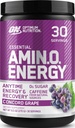 Optimum Nutrition Amino Energy - Pre Workout with Green Tea, BCAA, Acids, Keto Friendly, Green Coffee Extract, Energy Powder - Concord Grape, 30 Servings