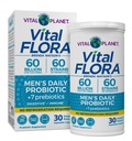 Planet Vital - Vital Flora Probiotic for Men, 60 Billion CFU, 60 Diverse Strains, 7 Organic Preboles, Program Stable Shelf Pria untuk Dukungan Imune, Gas Relief, Digetical Kesehatan 30 Kasules