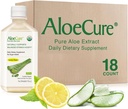 AloCure USDA Organic Aloe Vera Jumon Flavor - Made Inside 12 Hours of Harvest - Natural Digetical Supplemen Attach Acidity - Dukung Digetile and Immune Health, 18 Btls x 16.7oz