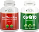 Murni Holistik Rice Merah Yeast 1200 mg & Niasin + CoQ10 100mg - 120 Capsules & 240 Softgels Bundle - Dibuat di USA
