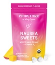 Pink Stork Organic Mango Sweets with Vitamin B6 for Morning Sickness and Motion Sickness, added Ginger & Vitamin B6, 1st Triemester Pregnancy Must Haves - 30 Wrapped Candies