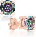 Rose Gold PIated Natural Mystic Topaz Sterling Silver Stud Earrings