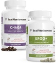 Jamur asli Ergothioneine (60) dan Chaga (120ct) Bundle with Shiitake dan Oyster Mushroom Extract - Umur panjang, Kesehatan Digetical - Vegan, Gluten Free, Non-GMO - Dukungan Alam untuk Penuaan Kesehatan