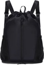 Plastik olahraga Backpack Olahraga Drawstring dengan Toko Sepatu, String Backpack Cinch untuk Pria Perempuan, Air-Resistant Drawstring Bag for Workout Travel, Lighweight, Black, Paten Mending