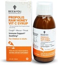BEE and You Propolis Extract Cugh Syrup w / Vitamin C, Soothing Honey, Natural Ammune Support, Sore Throat Relief, Antioksidants, for Kids & Dewas, 5 Fl Oz, for Men and Women