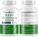 120 Count NAD Plus Supplement, Lipomal Nicotinamide Riboside Capsules 900MG dengan Resveratrol & Quercetin, Nicotinamide untuk Anti- Aging, Sel Gegeneration / Energy / Imune Booster