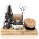 Menyerang Viking Beard Kit - 7-Piece Set, Sandalwood Scent & Caddy - Minyak & Bald dengan Brush Beard, Dual- Sided Comb & Gunting ditambah Kumis untuk Pembangunan & Styling