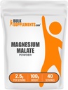 BulkSuplements.com Magnesium Malate Powder - Magnesium Suplemen, Biovavalabiilty Tinggi - Unflafeed & Gluten Free, 2.5g per Serving, 100g (3.5 oz) (Paket 1)