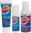 Stopain Pain Relief Combo Set (Gel, Roll On, Spray) USA Maks, Max Strength Acting with MSM, Glucosamine, Menthol for Lower Back, Knee, Neck HSA FSA FOpical Analgesic Products