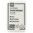 Medline 4 x 4 Inch Gauze Sponges, Non- Sterile 8-Ply Woven Gauze, 100% Cotton, Ideal untuk Wound Dressing, Wound Care, General First Aid Use, Pack 200