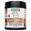 Zhou Plant Complete Vegan Protein Powder - Plant Based Protein Powder for Women & Men, Non Dairy Rice & Pea Blend for Smoothies & Shakes, 21g Protein Per Serving - Chocolate, 17.7oz (16 Pelayan)