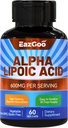 Alfa Lipoic Acid Suplement, Alpha Lipoic Acid 600mg Per Serving, Vegan, Gluten Free, Non-GMO Suplemen ALA, 60 Vegetable Capsules