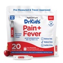 Dr. Children 's Pain and Fever Medicine - Acetaminofhen for Kids Ages 2- 11, Pre- Measure Single - Gunakan Vials for Headache, Sore Throat, Cold and Flu, Cherry Flavor, 20 Count (Paket 1)