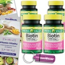 Choice Bundle Spring Valley Biotin Softgeels 1000mcg Dietary Suplement for Hair Skin Nail Health 150 Ct 4 pk (600 Total) + Vitamin Guide & Pill Container (6 Items)!