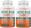 2 Botol Nitric Oxide Kompleks 3500mg Per Serving L- Arginine HCL AAKG AKG Alpha Ketoglutaline Melayani 240 Total Capsules