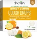 HERBION IRAS Cough Drops, Sugar- Free with Stevia, Dietary Suplemen, Soothes Cough, for Dewats & Children Over 6 Years, 25 Drops Each (18 Count (Paket 1), Honey Lemon)
