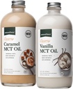Natural Force Creamy Vanilla + Creame Caramel MCT Oil Bundle - Gluten- Free, Non GMO, Diemulsified Flavored MCTs from Organic Coconuts - Keto, Paleo, and Vegan - 2x 16 Ounce Glass Bottles