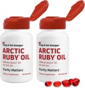 Arctic Ruby Oil - Omega 3 Suplemen dengan Astaxanthin 2mg - Berisi Estigist Acids & Antioksidants - Pendukung Jantung, Otak, Mata, Skin, Gabungan & Imune Kesehatan - 60 Softgeels (2 Pack)
