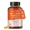 Omega 3 Minyak Ikan 2000mg. Suplemen Fish Oil Omega 3 untuk Mendukung Kesehatan Jantung, Fungsi Otak dan Sistem Kardiovaskular - Non-GMO, Gluten- Free & Keto- Friends- 60 Hamba, 120 Softgels