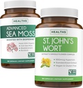 Sea Moss & St. John 's Welt (2- Month Supply) Mood Moss Blend - Organic Sea Moss - Raw Vegan Suplement (180 Caps) & St John' s Welt dengan kuat 900mcg Hypericin Vegan Non- GMO (180 Capsules)