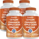 5-in- 1 Cinnamon Ceylon Capsules 235mg - Ceylon Cinnamon dan Apple Cider Cisules - Turmeric dan Panax Ginseng - Cinnamon Suplemen dengan Bioperin (120ct, Pack of 4)