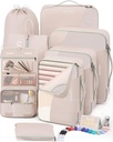 10 Set / 8 Set Packing Cubes for Travel, Gifts for Women Mom, Anti- Tearing Suitcase Organizer for Lullace with Shoe & Hanging Toiletry Bag, OlarHike Vacation Esenitials & Accessoris for Cruise Ship, Cream