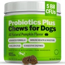 Progities Deley Plus Chews for Dogs, Gut Health Supplement, 5 Milyar CFU 's, Digetical Enzymes, Pregnanes, Dog Alleries, Diare, Yeast, Labu Flavor, 90 Count - Dibuat di Amerika Serikat