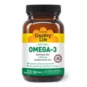 Country Life Omega-3 Fish Oil Suplement, 1000mg, 180mg EPA & 120mg DHA, Fish Oil Concentract, Burpless, 50 Softgels, Cerdened Gluten Free
