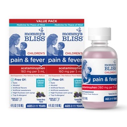Pemulih Demam dan Demam Anak-anak, Anak-anak Acetaminophen, Dye Free, Delicious Mixed Berry Flavor, Ages 2 +, 4 Fluid Ounces (Paket 2)