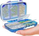 Case Compact Supplement Case for Purse Estical Kit fot Traveling Pocket Pharmacy with Label, Blue