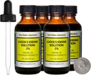 Lugol 's Iodin / 2% Solution / 8 Oz dalam Four Amber Glass Bottles / Free Droppers / USA