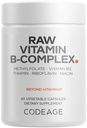 Codeage Raw Vitamin B-Complex Suplement - estibe B Vitamin with Progories, Digetical Enzymes, Fruits & Vegetable - 2- Sen Suppply - Biotin B12 - Non-GMO - 60 Capsules