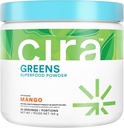 Cira Daily Greens - Tentu Sweetened, Organic Spirulina Superfood Powder dengan Premium, Antioksidant- Kaya Ingredials untuk Debloating, Dibuble, & Energy - Mango, 30 Servings