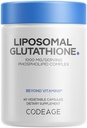 Codeage Lipomal Glutathione 1000 mg Suplement, High- Potency Reduced L- Glutathione - Lipomal Kiriman - Phospholipids - Non-GMO, Gluten- Free - 60 Capsules