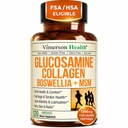 Glucosamin Chondroitin MSM dengan Collagen Peptides yang hidrolyzed - Bersama Suplemen Dukungan dengan Quercetin, Bromelain & Boswellia Ekstrak - Pil Collagen untuk Nails Rambut - FSA Eligly 120