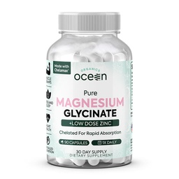 Organisasi Ocean Pure Magnesium Glycinate dengan Zinc - Maximum Stringed Magnesium Suplement for Women for Muscle Kramps and Sleep Support - 90 Capsule