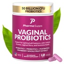 Probiotik Perempuan bagi Vaginal Health 124; 50 Milyar CFU dengan Propotik, Prebiotik, Postboculte & Cranberry untuk keseimbangan pH, UTI Dukungan, Yeast, Gut Kesehatan, Odor, Dryness & Feminine Comfort