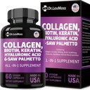 Collagen Pill Biotin Kertin Saw Palmetto Hyaluronic Acid, Vitamin and DHT, Vitamin E Folic Acid Semed Semed for Men and Women Hair dan Nails, 60 Capsules