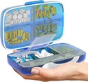 Pill Organizer Airtight Pill Box Large Pill Dispenser Home Travel Supplement Holder Portable Vitamin Sorter Jumbo Ukuran 8 Kompt Vitamin Container Data Medicine Esenals