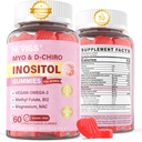 Myo- Inositol & D- Chiro Inositol Sugar Free, Ideal 40: 1 Rasio Inositol Suplemen Perempuan w / Vegan Omegaga- 3, D3, Magnesium, Metil Folate, B12, Inosiol Multivitamin untuk Perempuan Overall Health