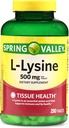 L-Lysine 500mg 250 Tablet - Enslessive Lysine Supplemen Sistem Imune, Skin, Lip, dan Tissues Health, Lysin, Lisina, Gluten- Free L Lysine 500 Mg untuk Daily Wellness