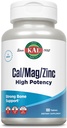 KAL Cal / Mag / Zinc 124; 100mg Kalsium, 400mg Magnesium & 15g Zinc Zinc 124; Bone, Muscle, Heart & Imune Dukung 124; 100ct, 33 Serv