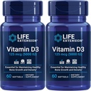 Ekstensi Hidup Vitamin D3 125 Mcg (5000 Iu) - Promotes Bone Health, Brain dan Imune Fungsi - non-GMO - Bebas - Dua x 60 Softgels
