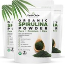 Bumi Circle Organics Spirulina Powder, Kosher, Raw dan None-Irradiated 124; Murni Vegan Protein 124; Premium Superfood, Tinggi di Amino Acids dan Antioksidants - 4 Ounce (3 Packs)