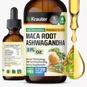 BIO KRAUTER Maca Root dan Ashwagandha Tasting - Maca & Ashwagandha Suplemen Pria & Women - Liquid Support for Mood Support - Alkohol dan Gula Free - Vegan Drops 2 Fl.Oz.