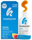 Healycell Calm Mood Daily Liquid Suplement - Manajer Cortisol & Mood Dukungan Tambahan untuk Stress dengan Ashwagandha, L- Theanine, Magnesium, 5- HTP, GABA & Saffron - 14 Gel Packs