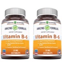 Amazing Formulas Vitamin B6 Pyridoxine 25mg 250 Tablets Supplemen 124; Non-GMO 124; Gluten Free Alag14; Dibuat di USA (2 Pack)